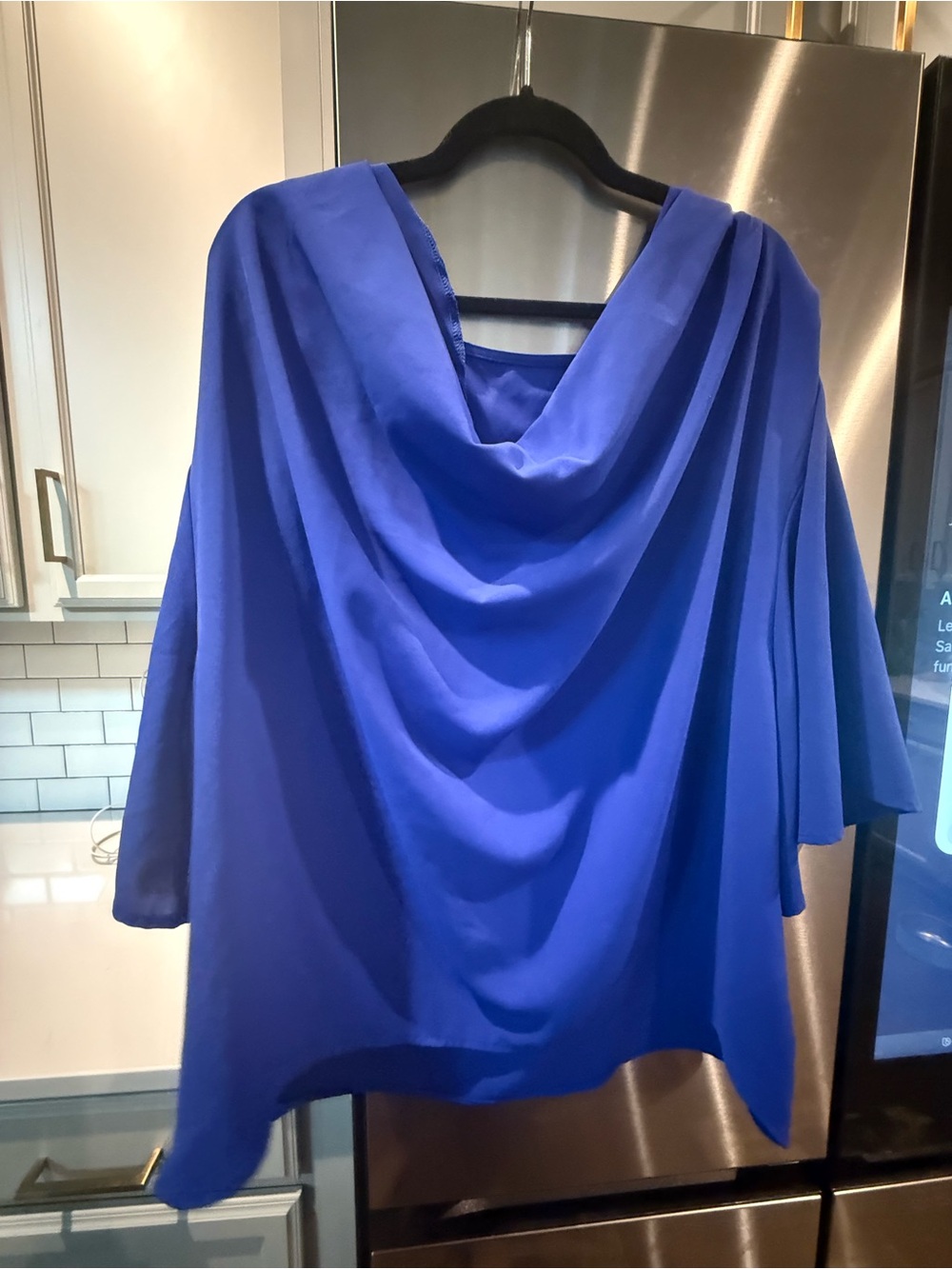 Aritzia Royal Blue Draped Cowl Neck Blouse